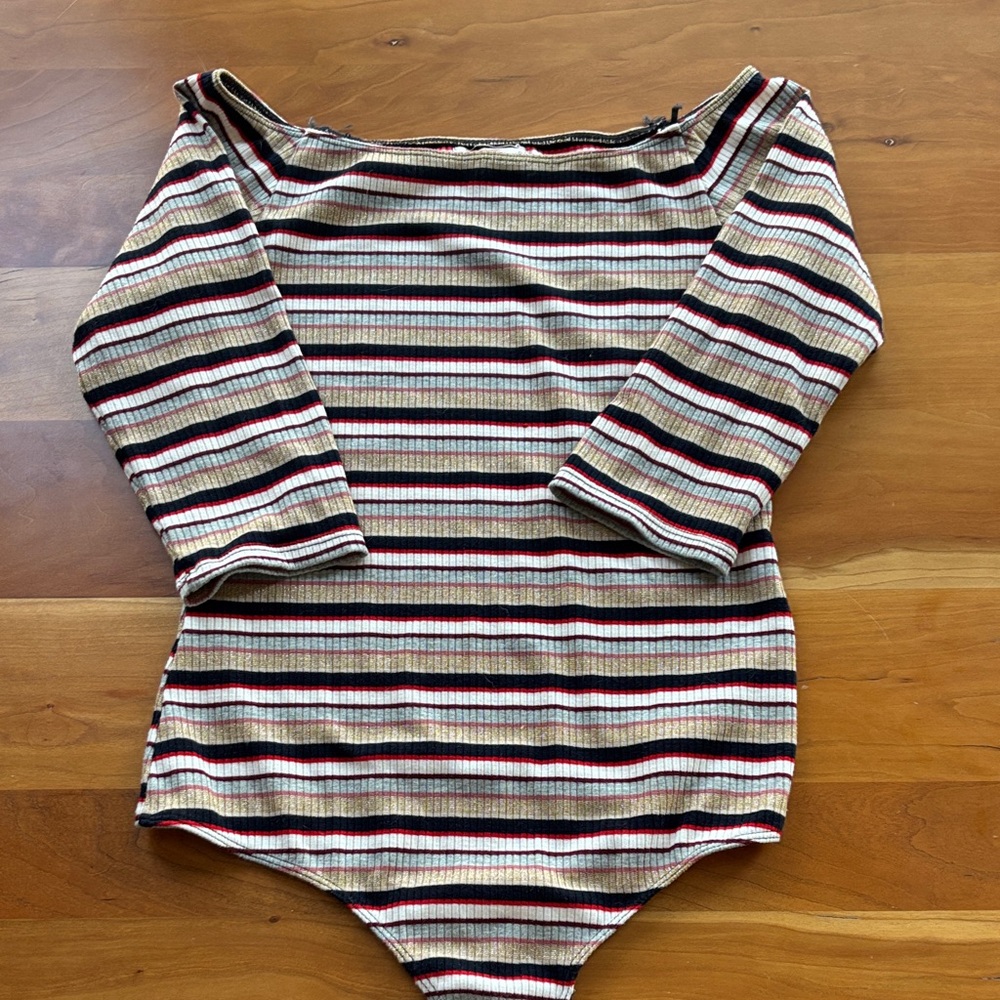 Striped Off-Shoulder Bodysuit